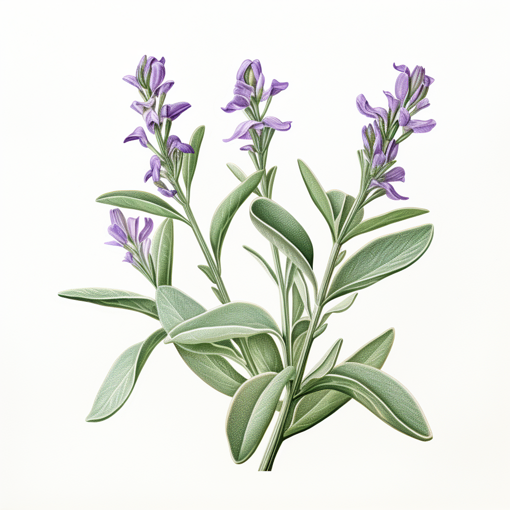 Botanical Illustration of a sage plant.