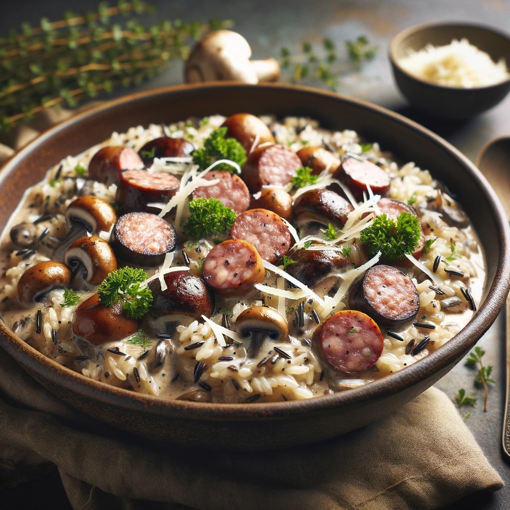 Wild Rice Risotto with Mushroom and Sausage